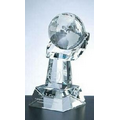 Optic Crystal World Globe on Crystal Hand - Small